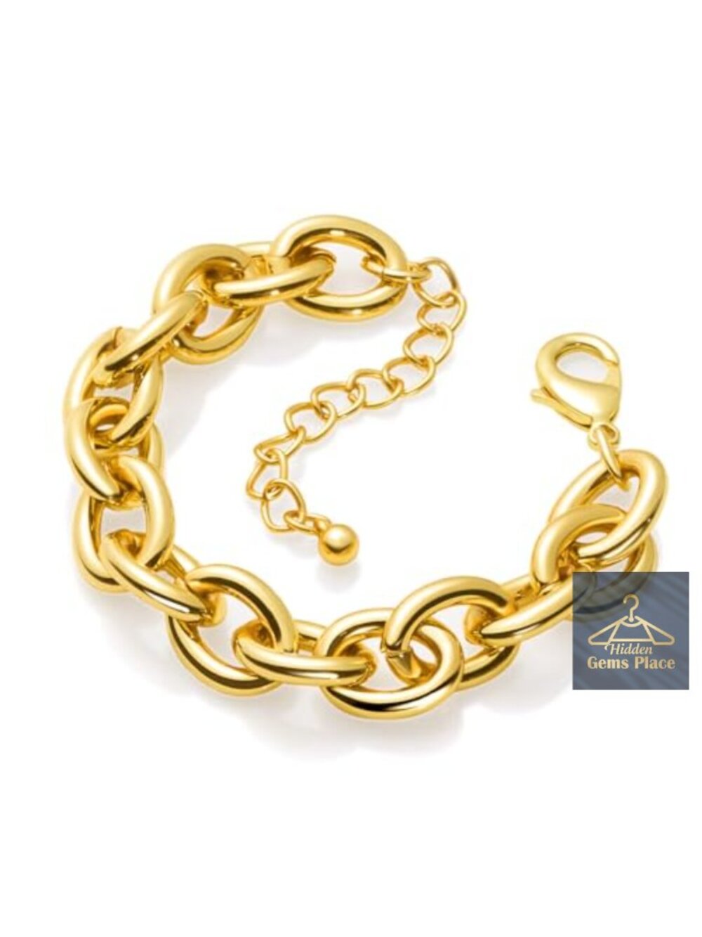 14k Gold Plated Chunky Thick Large Link Chain Bracelet